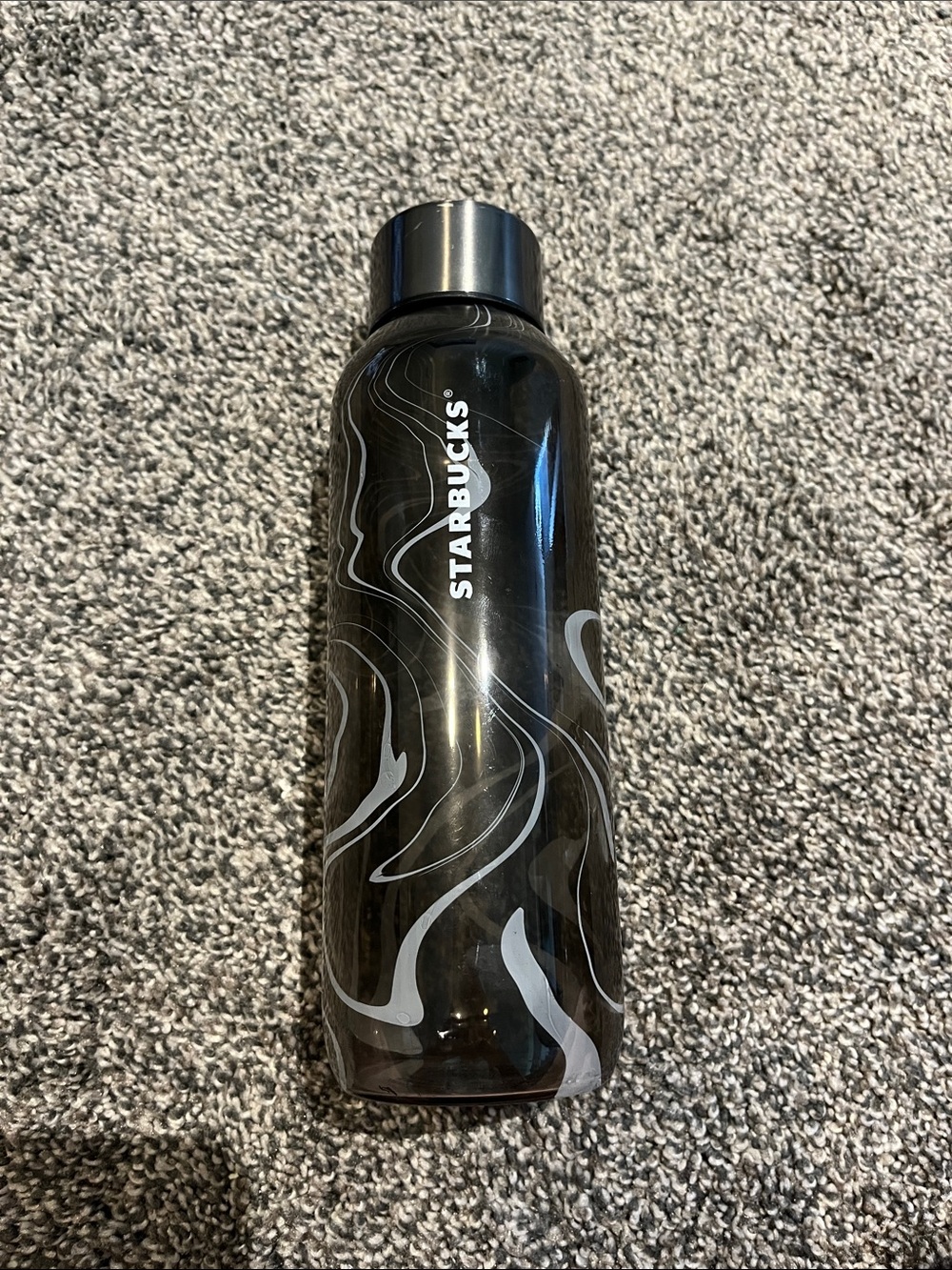 Starbucks Black and Gray Swirl glass Bottle